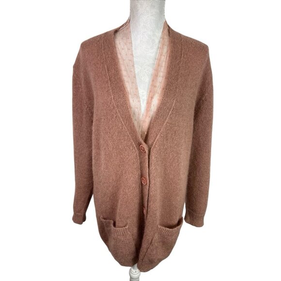 Red Valentino Women's M Long Cardigan Rose Pink Mohair Bld EUC - Picture 1 of 16